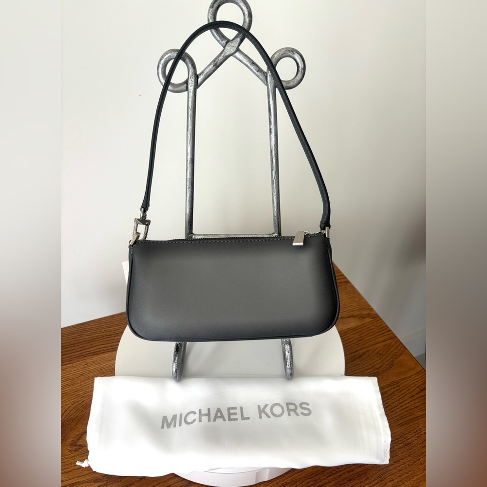Michael Kors Small Leather Pouchette, Storm color w/dust bag - Picture 3 of 4